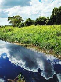 Scenic view of lake against sky