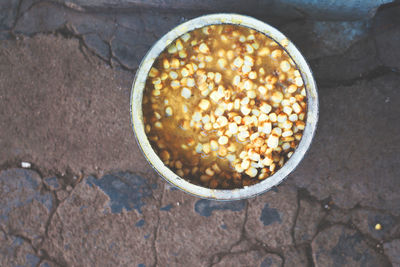 High angle view of food in container