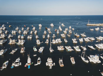 High angle view of sea against sky