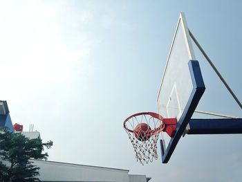 Low angle view of basketball hoop against sky