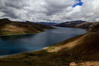 Scenic view of lake and mountains