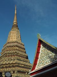 Low angle view of temple building against sky