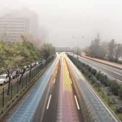 Railroad tracks in city