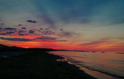 Scenic view of sea against sky at sunset