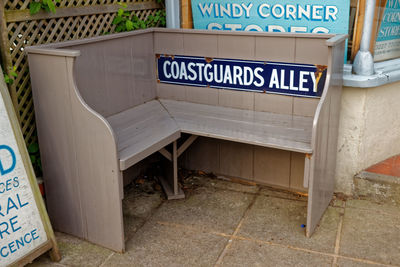 Information sign on sidewalk