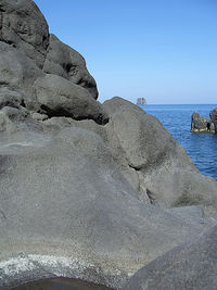 Scenic view of sea against clear sky