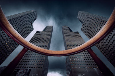 Low angle view of modern buildings against sky