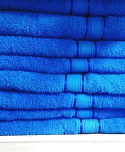 Close-up of blue towels