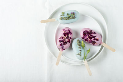 Directly above shot of food in plate on table