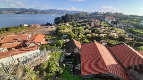 High angle view of townscape against sky
