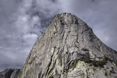 Low angle view of rock formation against sky