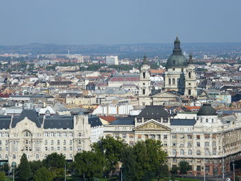 High angle view of buildings in city