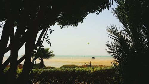 Scenic view of sea against sky at sunset