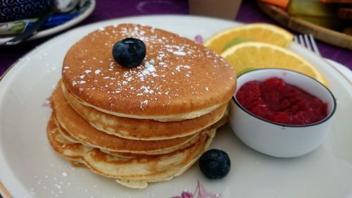 Close-up of dessert in plate on table