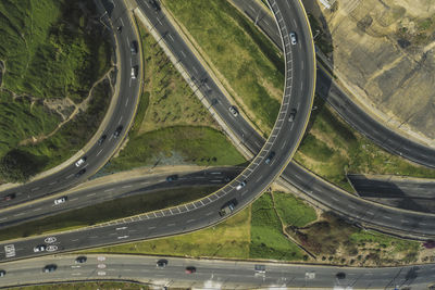 High angle view of highway seen through airplane window