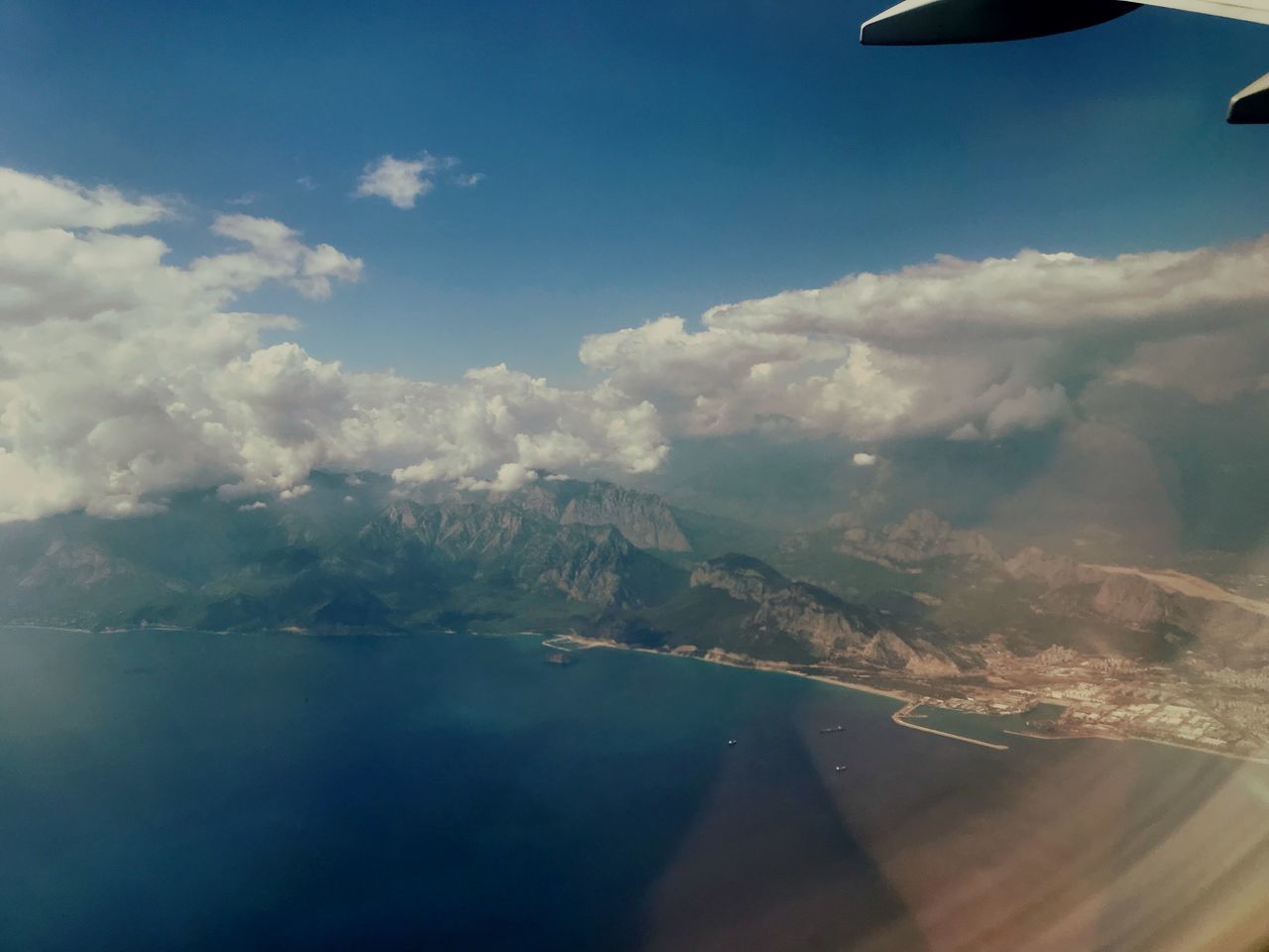 AERIAL VIEW OF SEA FROM AIRPLANE