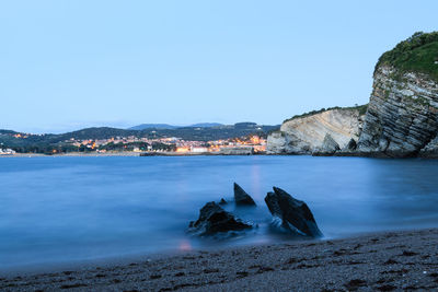 Scenic view of sea against clear sky