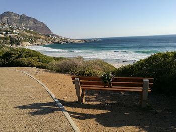 Scenic view of beach against clear sky