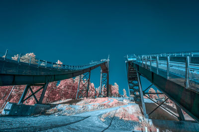 Bridge against clear blue sky during winter