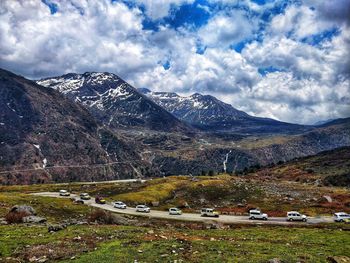 Scenic view of mountains against sky