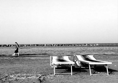 Empty bench on beach