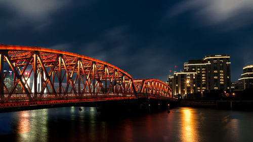 Low angle view of bridge over river against sky