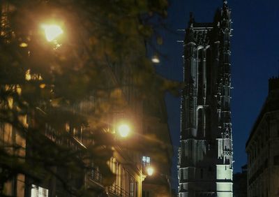 Low angle view of buildings at night