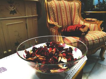 Close-up of food on table