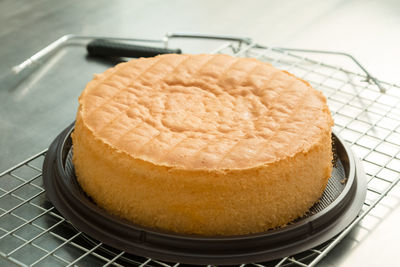 High angle view of cake in plate