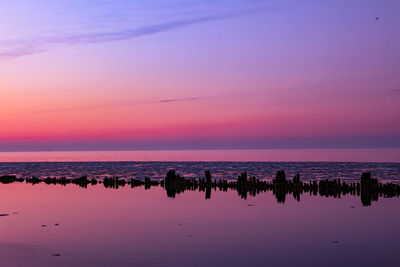 Scenic view of sea against sky at sunset