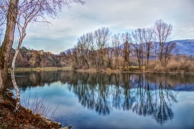 Scenic view of lake against sky