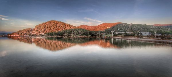 Scenic view of lake against sky