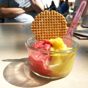 Close-up of man eating food