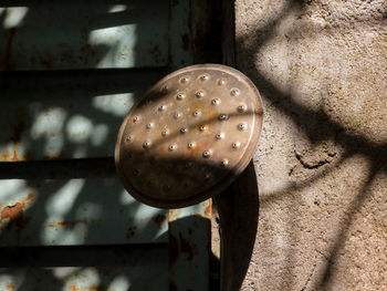 Close-up of rusty metal on wall