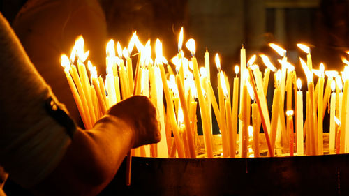 Close-up of illuminated candles