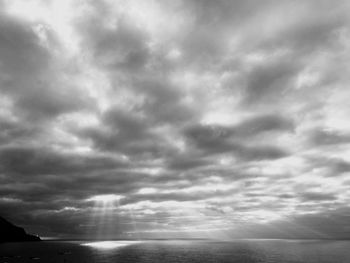 Scenic view of sea against cloudy sky