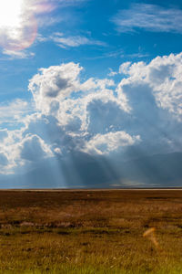 Scenic view of landscape against cloudy sky