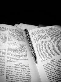 High angle view of text on paper