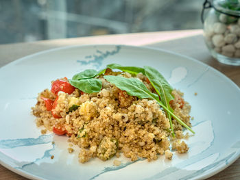 Close-up of meal served in plate