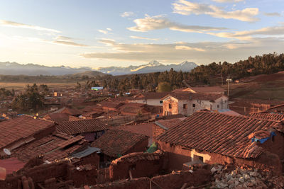 High angle view of townscape against sky