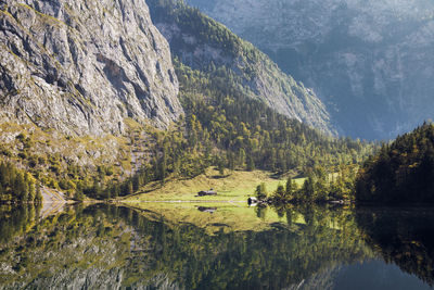 Scenic view of lake and mountains