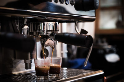 Coffee cup on table in cafe