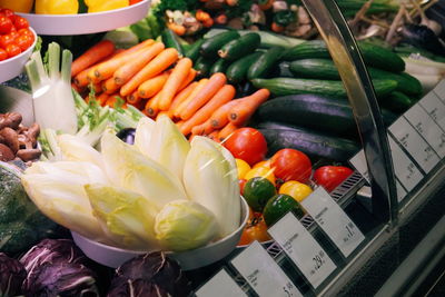 Close-up of vegetables for sale in store