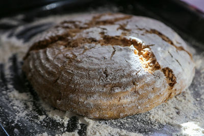 High angle view of bread in container on table