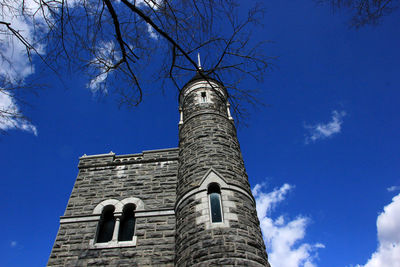 Low angle view of tower against sky