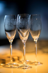 Close-up of beer in glass on table