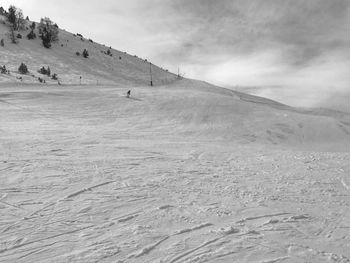 Scenic view of landscape against sky during winter