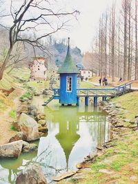 Reflection of built structure in water