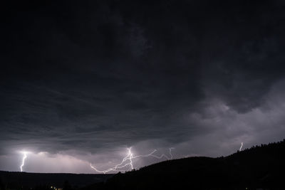 Low angle view of lightning in sky