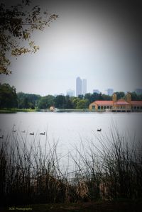 View of river with buildings in background